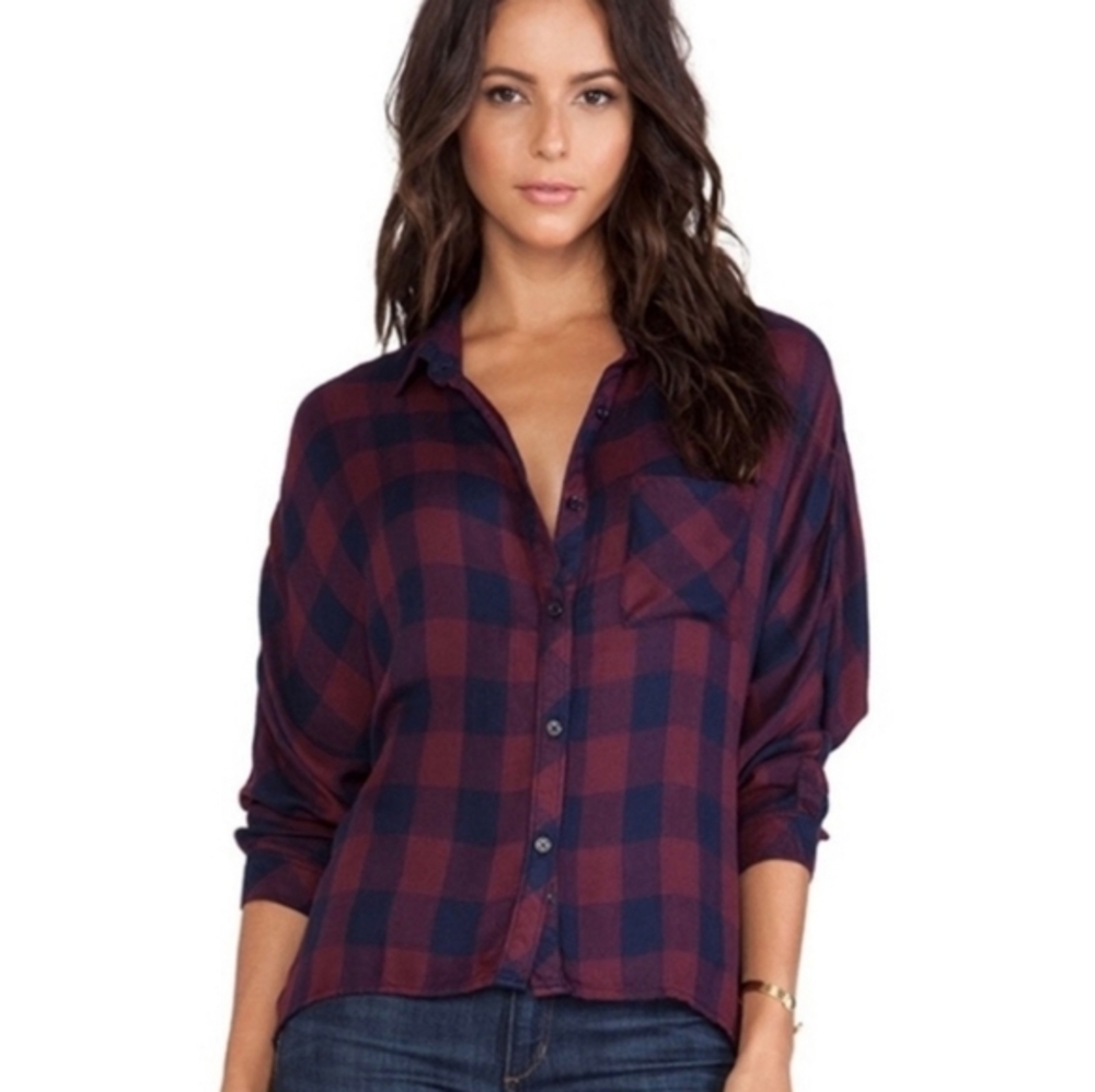 Rails Maddox Dolman‎ shirt,button down, Navy & Wine color, S